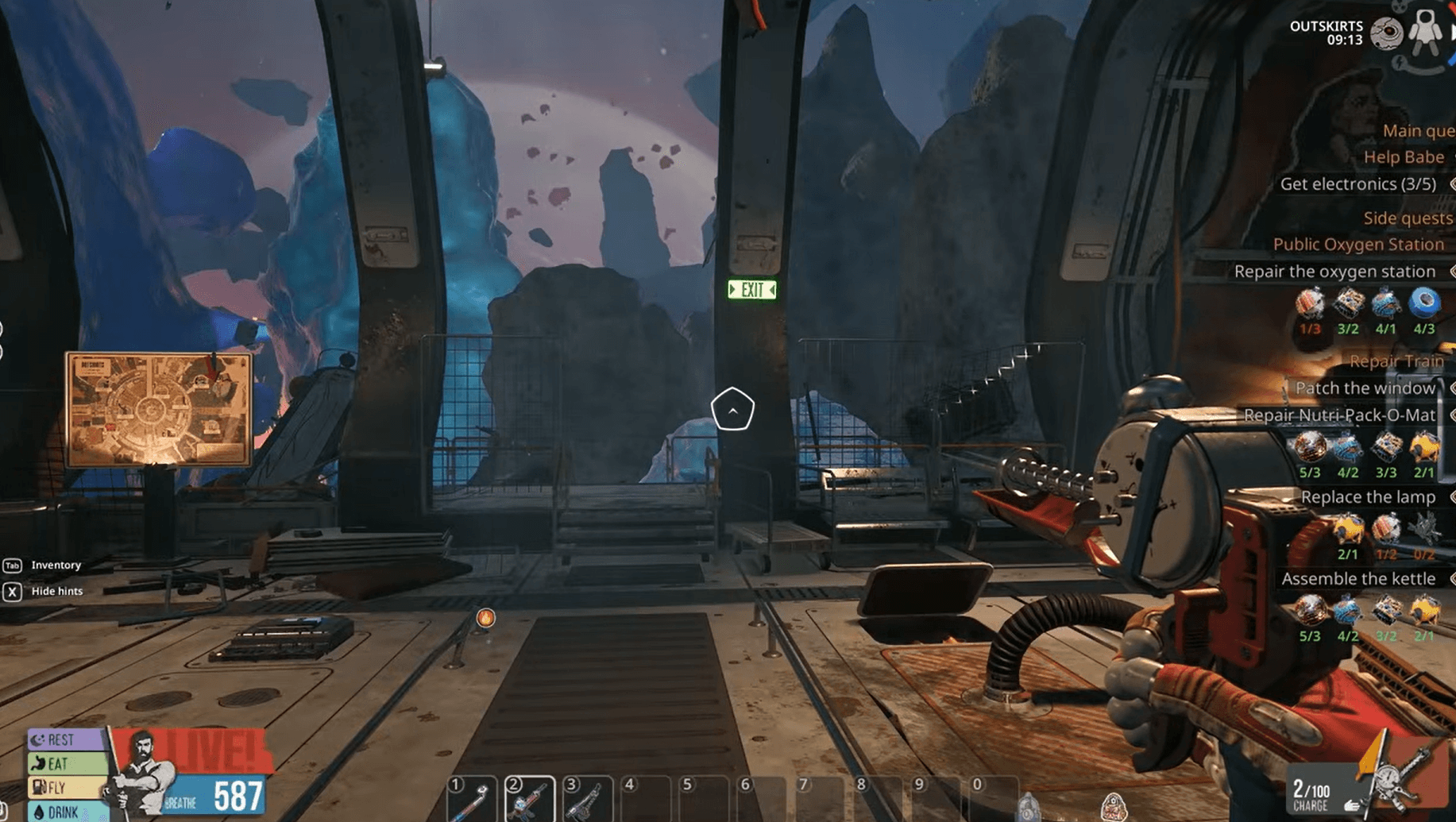 Player leaving the base toward the Outskirts asteroid field